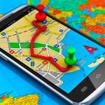 A smartphone displaying a map app